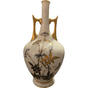 Antique Royal Crown Kinran Nippon Hand Painted Gilt Vase japanese